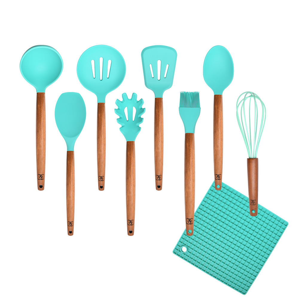 9 PCs Silicone Cooking Utensils, Kitchen Utensil Set - Warm Grey - Unique  Handcrafted Home Decor and jute baskets